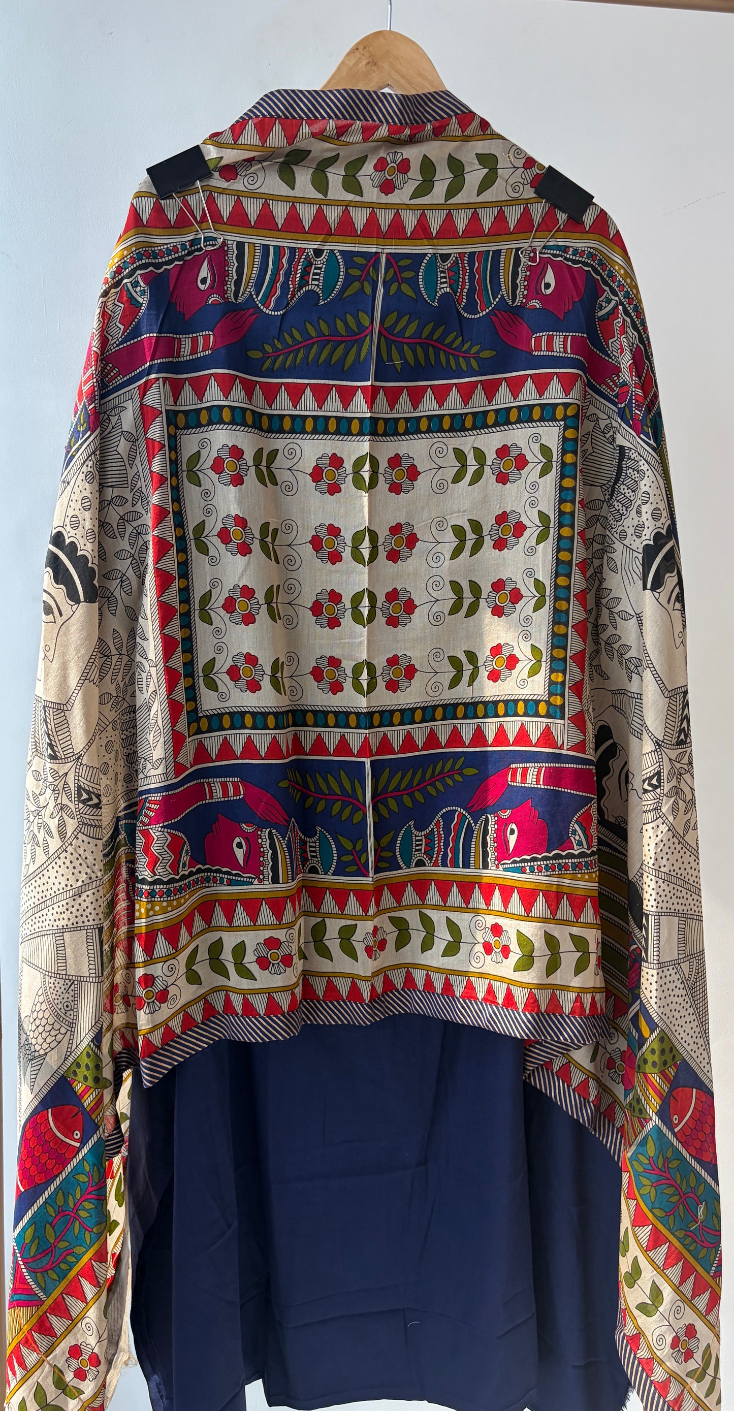 Blue Dabka Work Maheshwari Silk Semi Stitched Suit