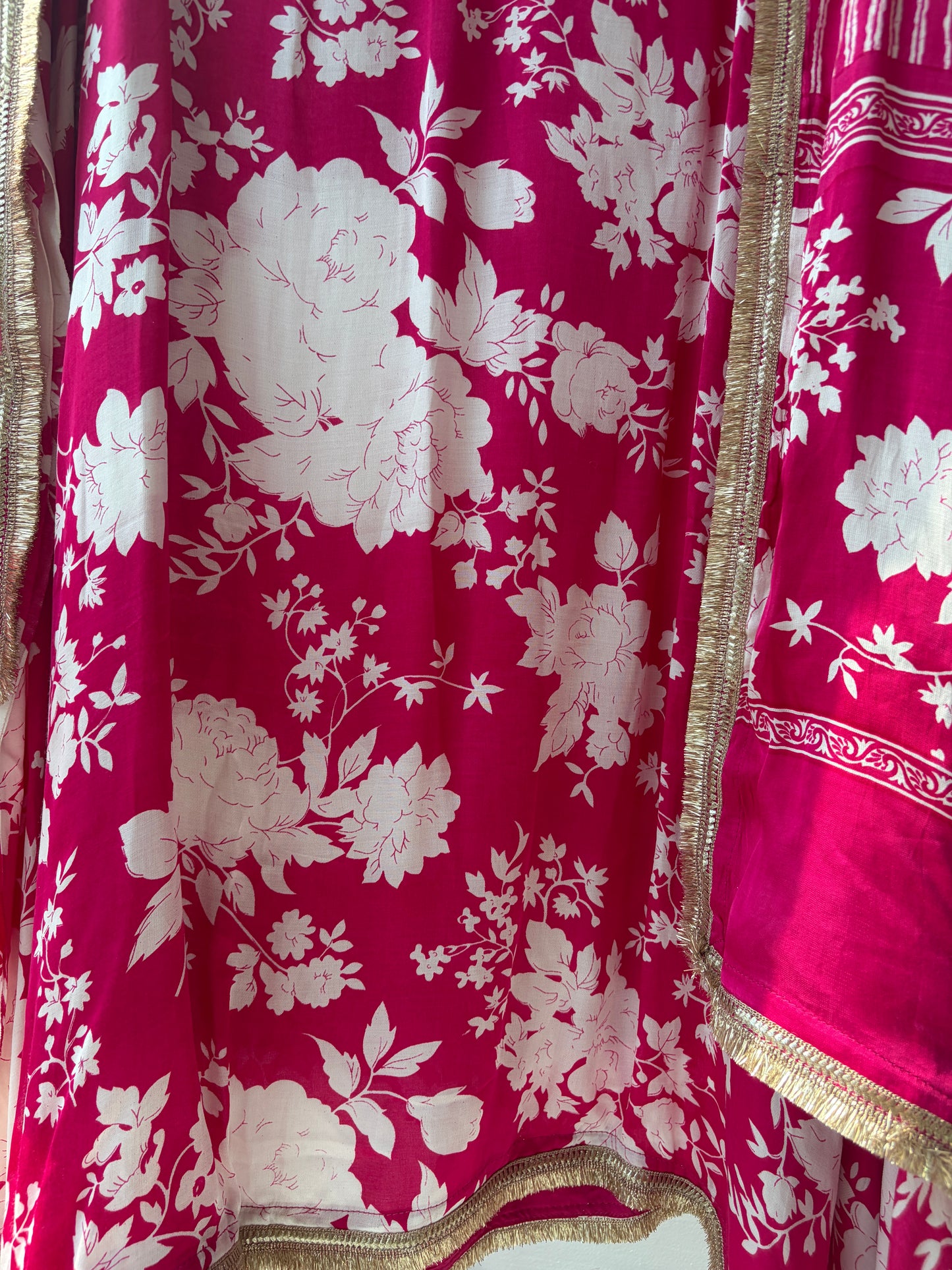 Pink Satin Printed Semi Stitched Suit