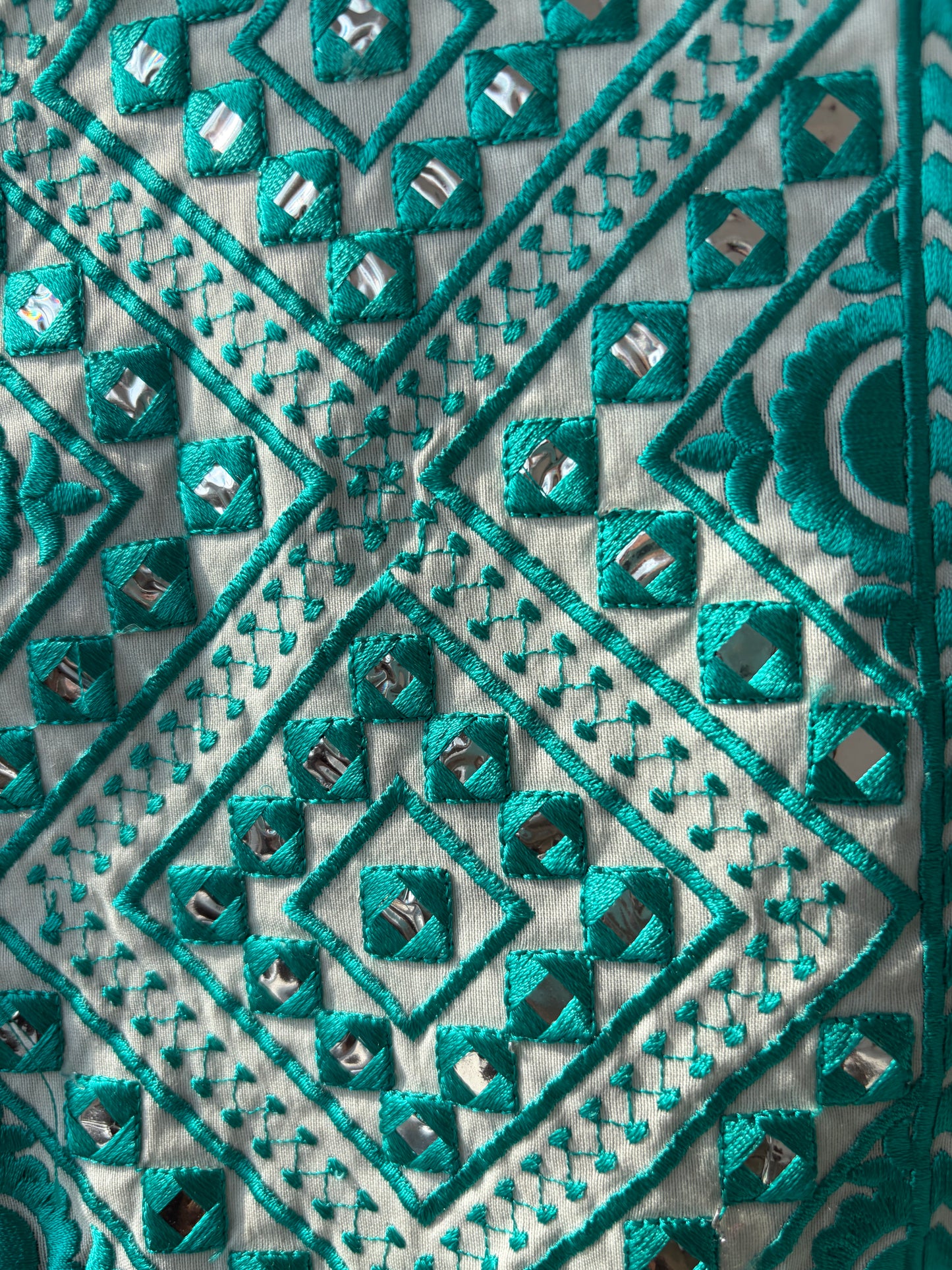 Green Satin Printed Semi Stitched Suit