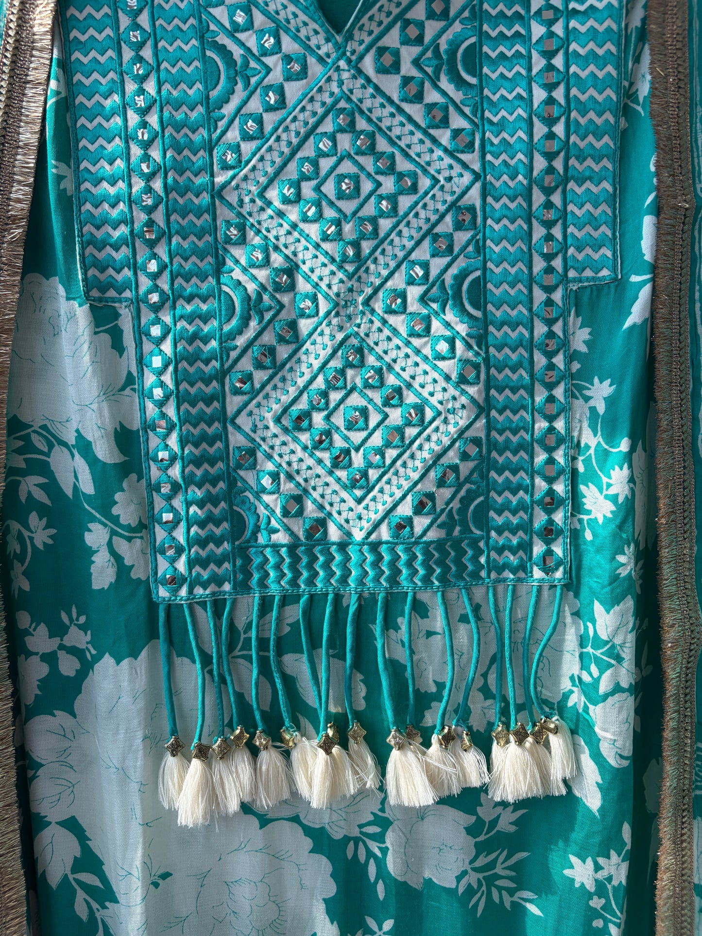 Green Satin Printed Semi Stitched Suit