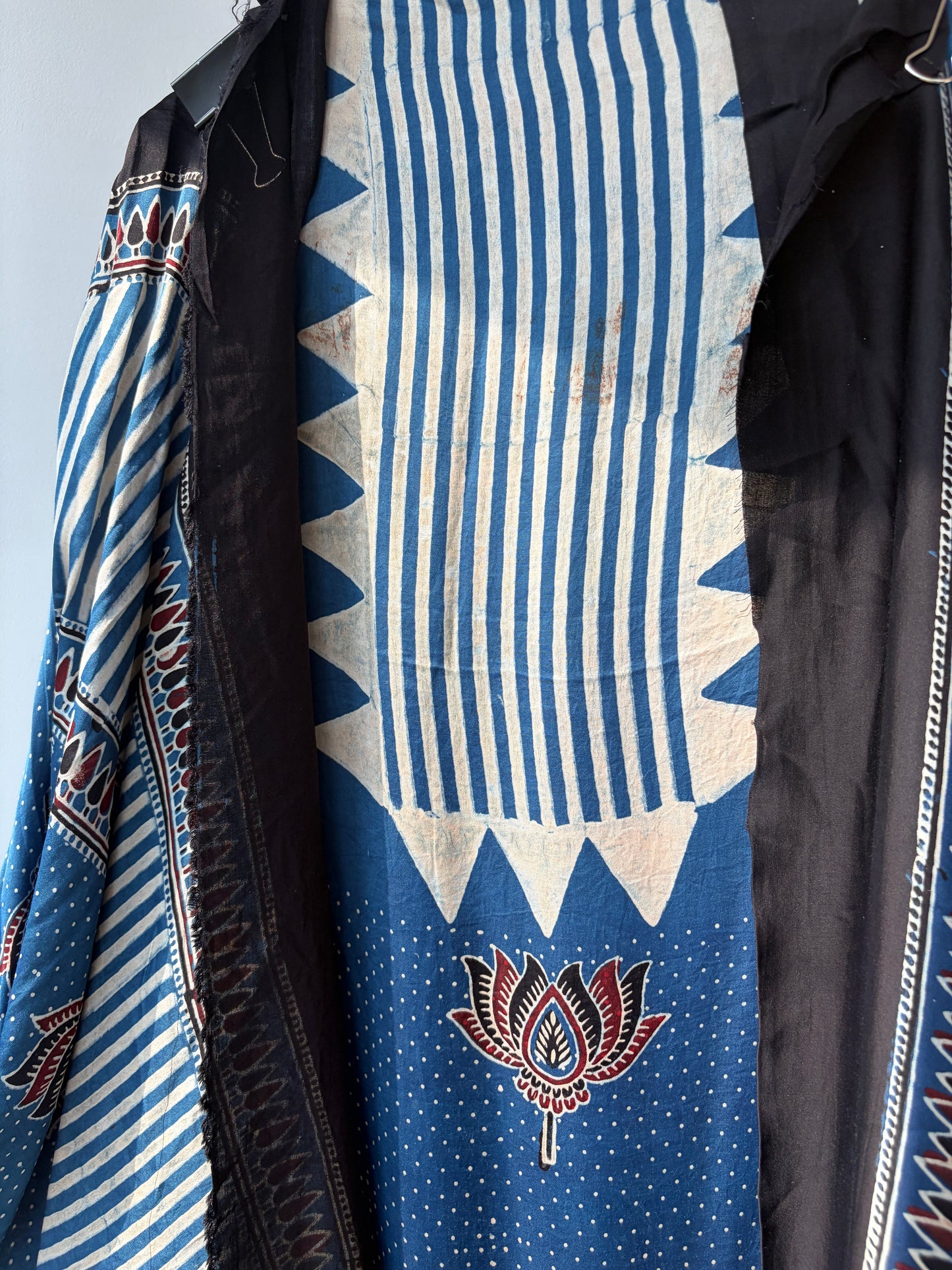 Blue Ajrak Modal Silk Unstitched Suit