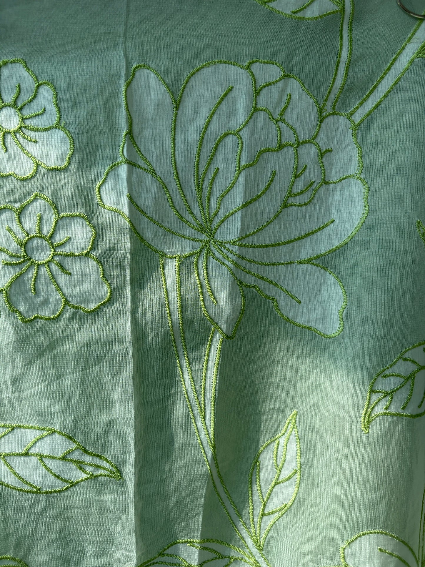 Green Applique Chanderi Unstitched Suit