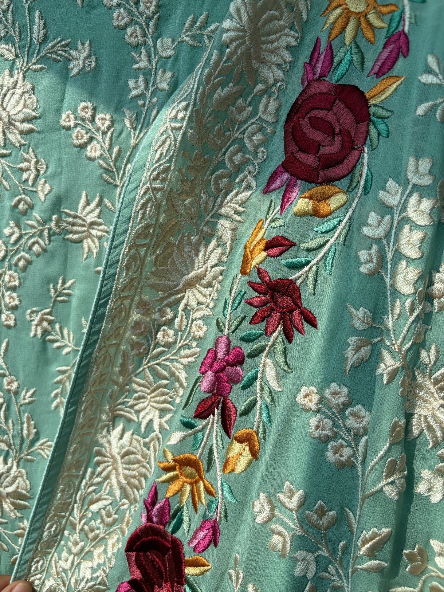 Green Parsi Georgette Semi Stitched Suit