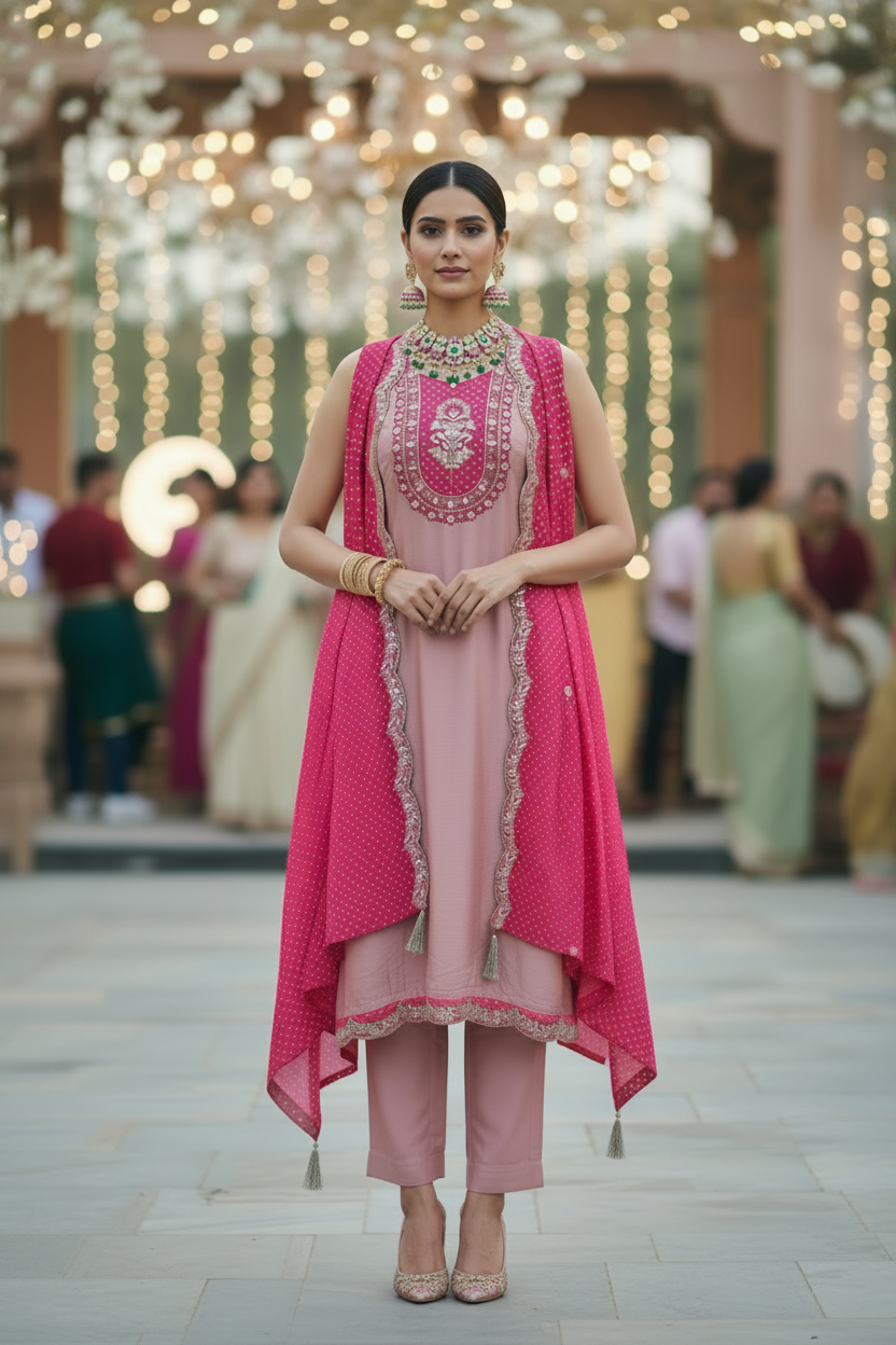 Bandhani Silk Semi Stitched Suit