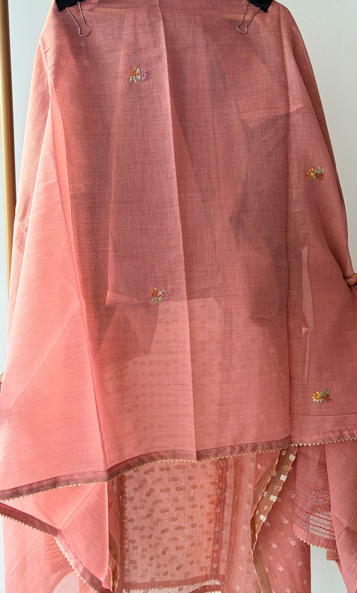 Pink Knot Chanderi Semi Stitched Suit