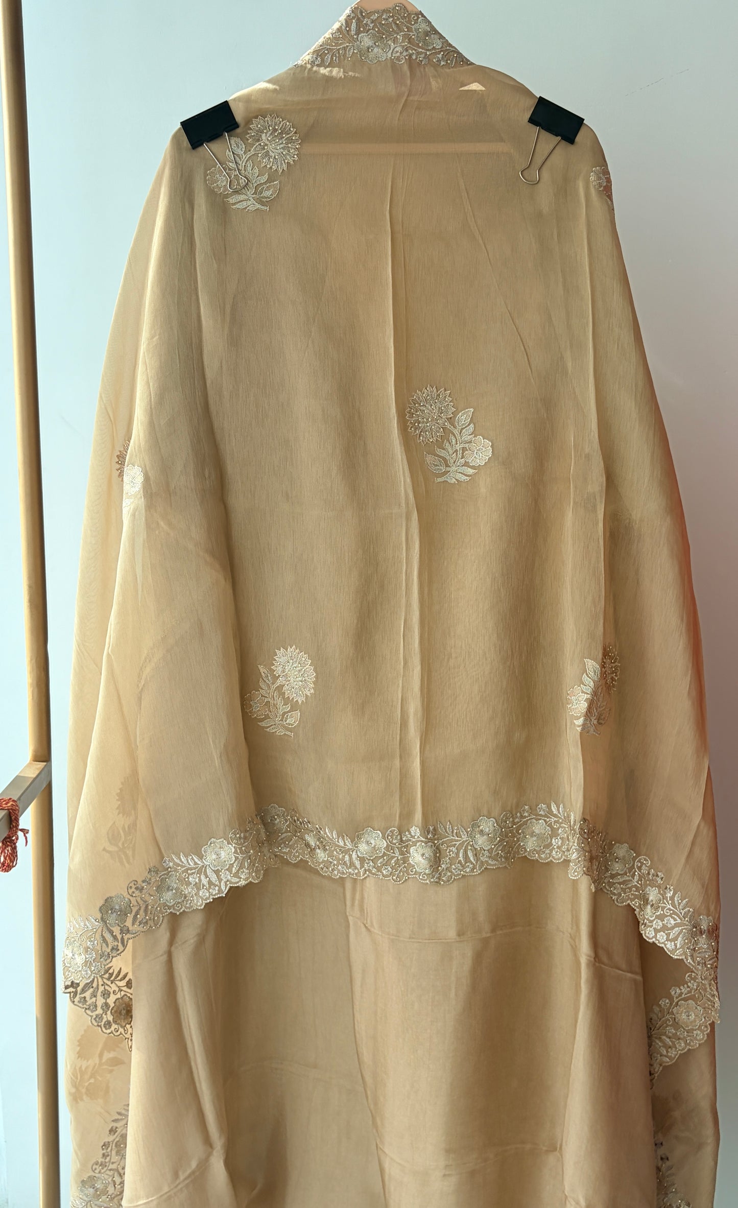Brown Zari Banarasi Semi Stitched Suit