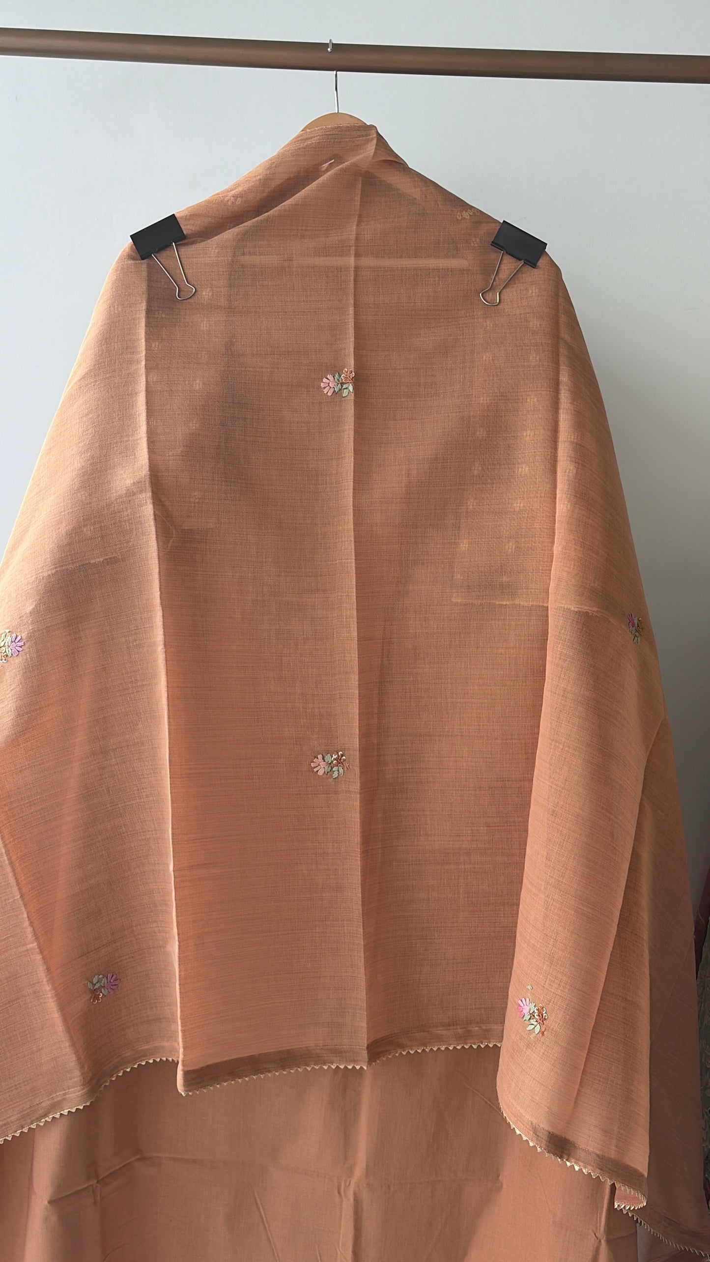 Brown Knot Chanderi Semi Stitched Suit