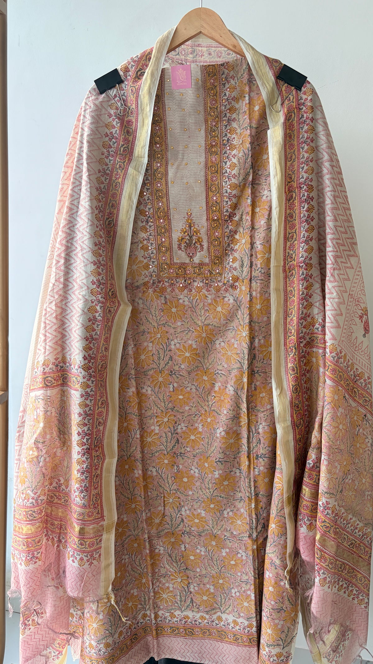 Pink Maheshwari Unstitched Suit