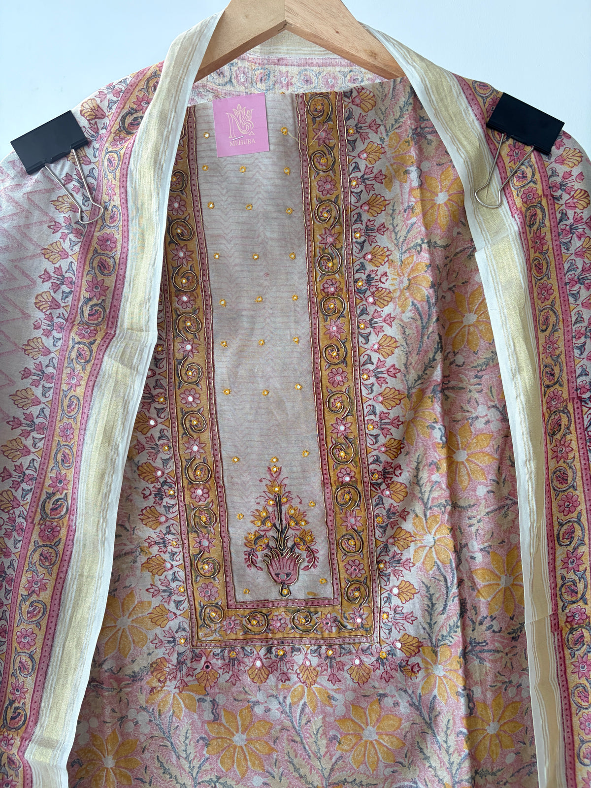 Pink Maheshwari Unstitched Suit