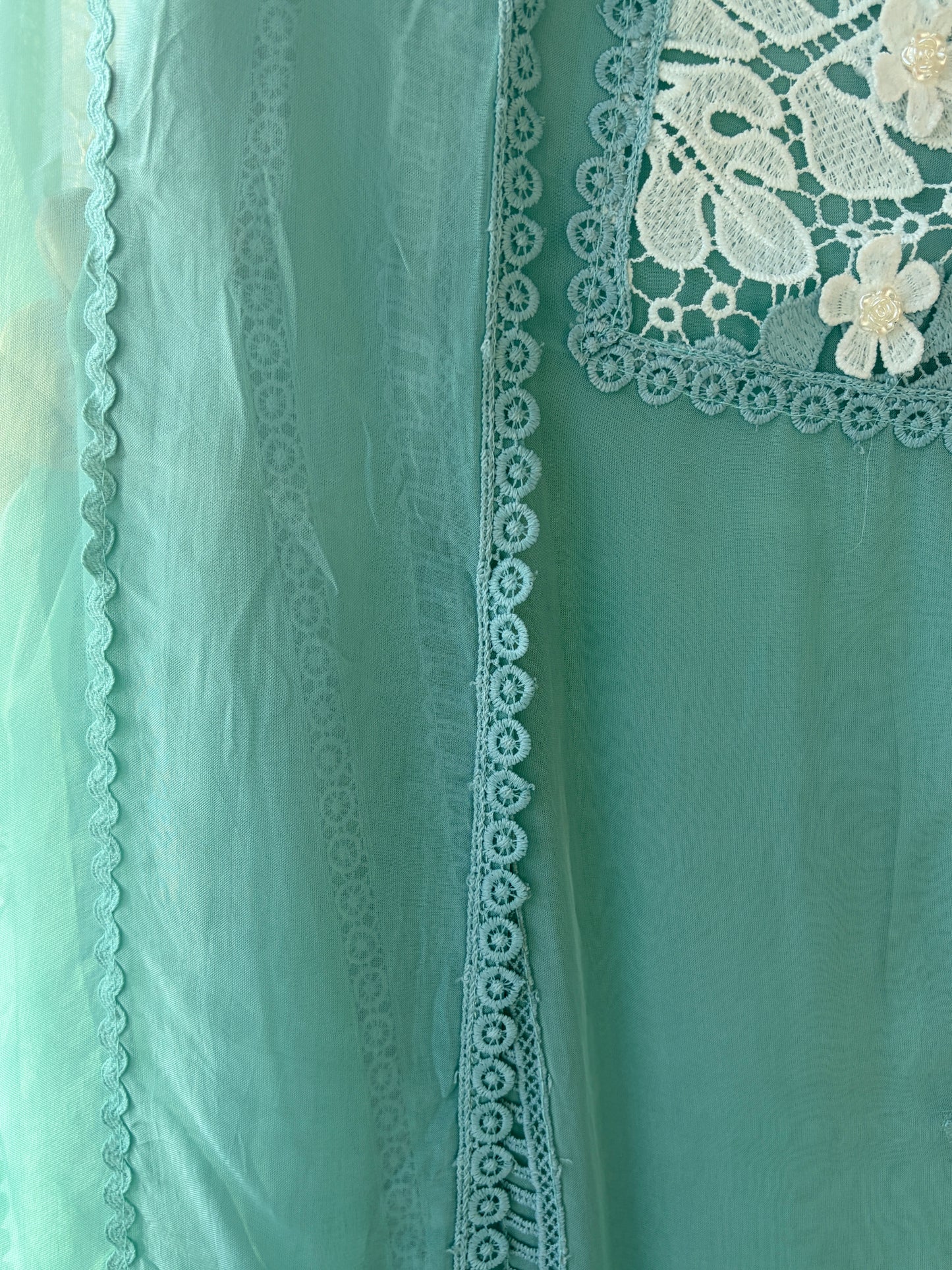 Green Lace Organza Semi Stitched Suit