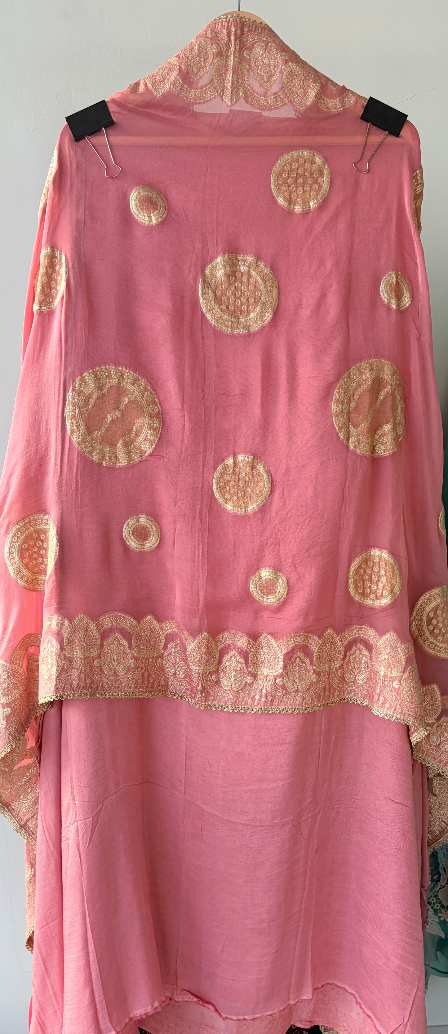 Pink Shimmer Banarasi Semi Stitched Suit