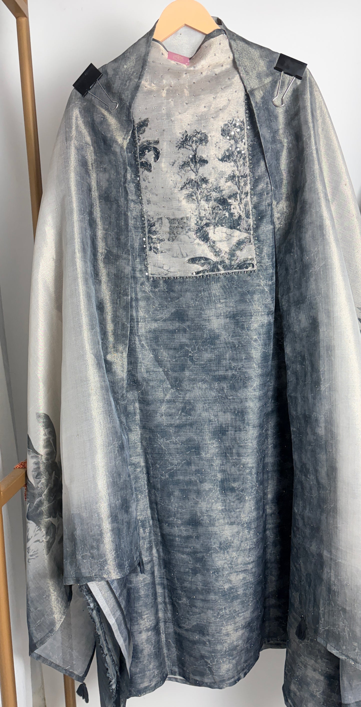 Grey Shimmer Unstitched Suit