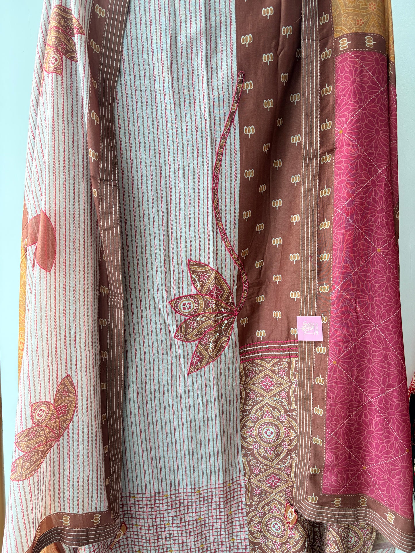 Brown Muslin Digitally Printed Semi Stitched Suit