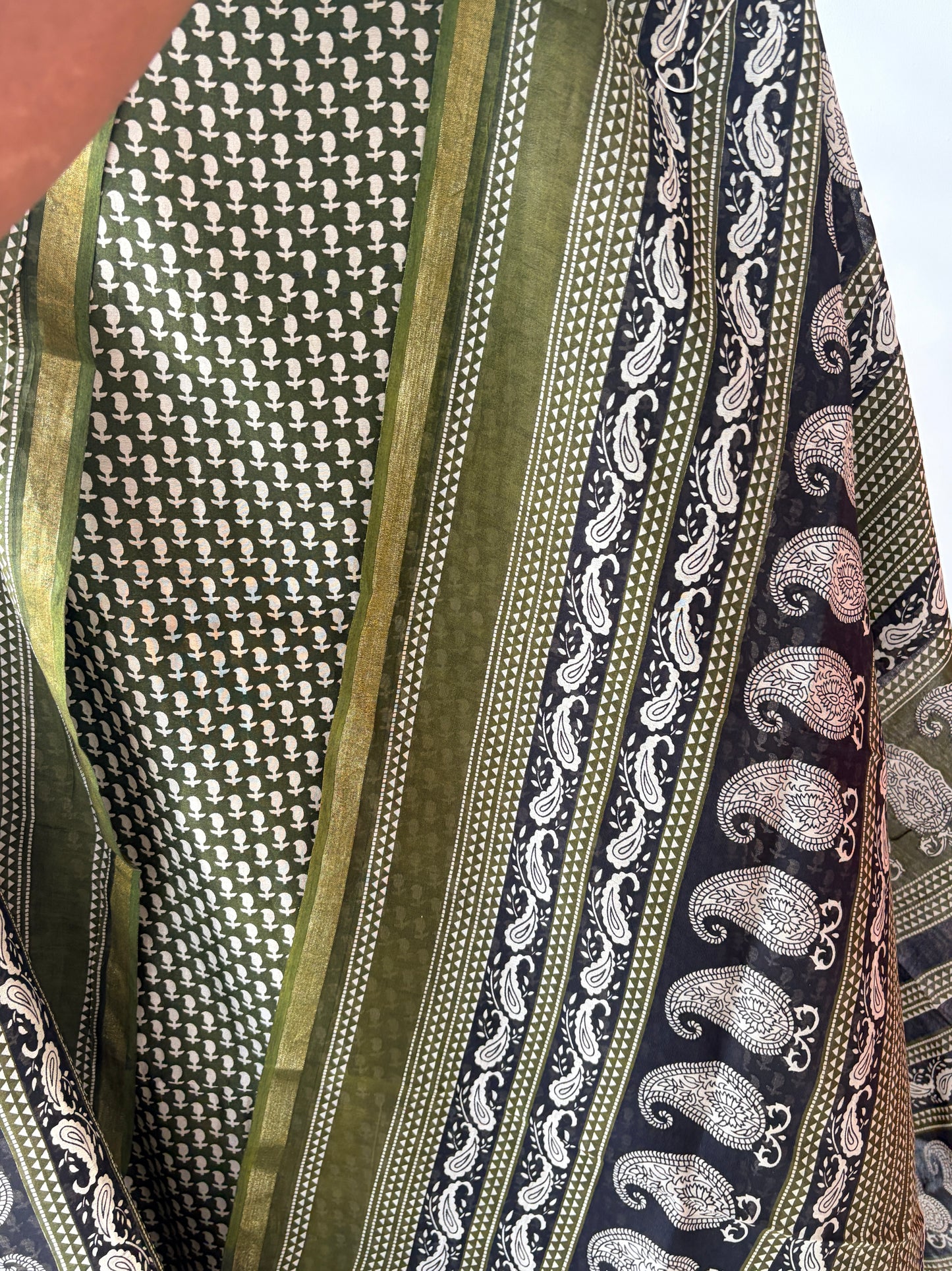 Olive Green Maheshwari Unstitched Suit