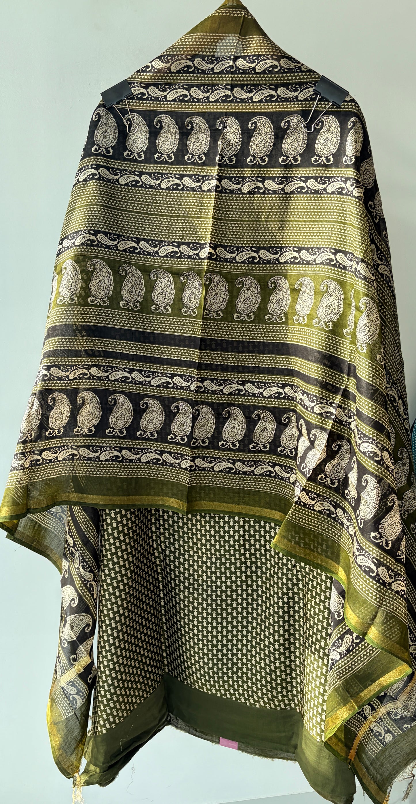 Olive Green Maheshwari Unstitched Suit