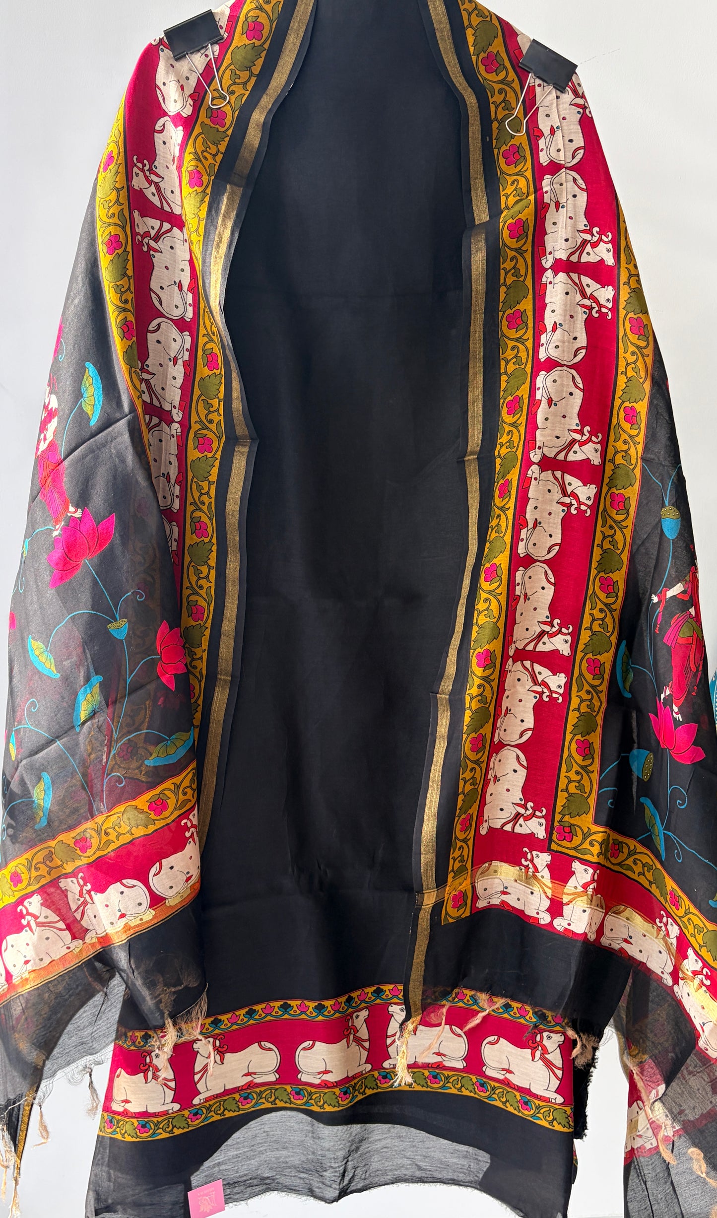 Black Cow Figure Maheshwari Unstitched Suit
