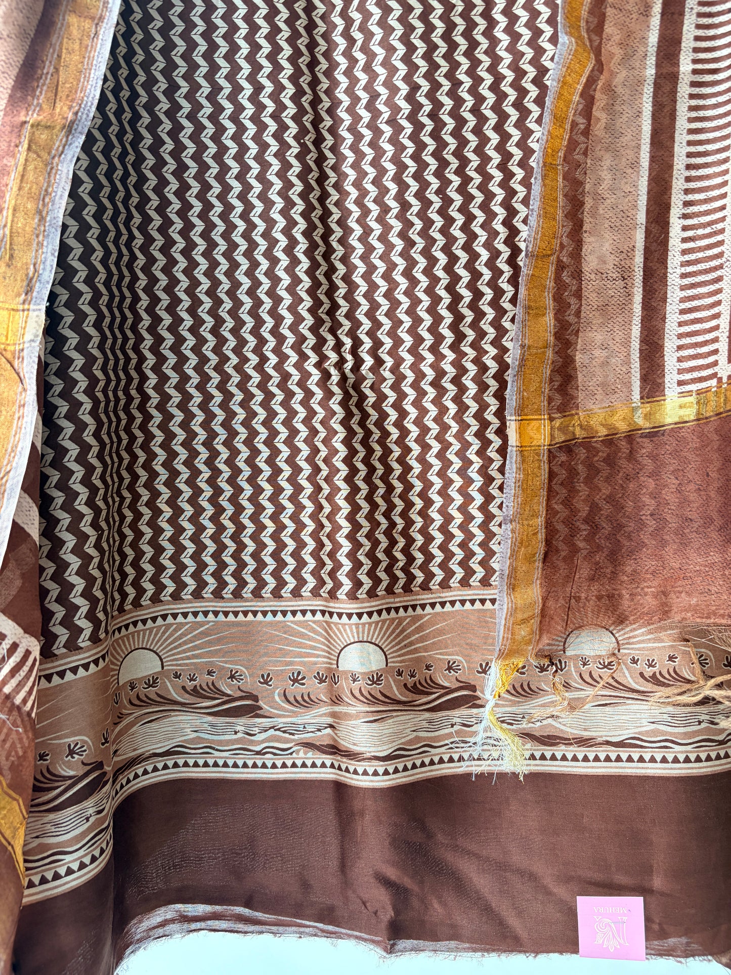 Brown Maheshwari Silk Unstitched Suit