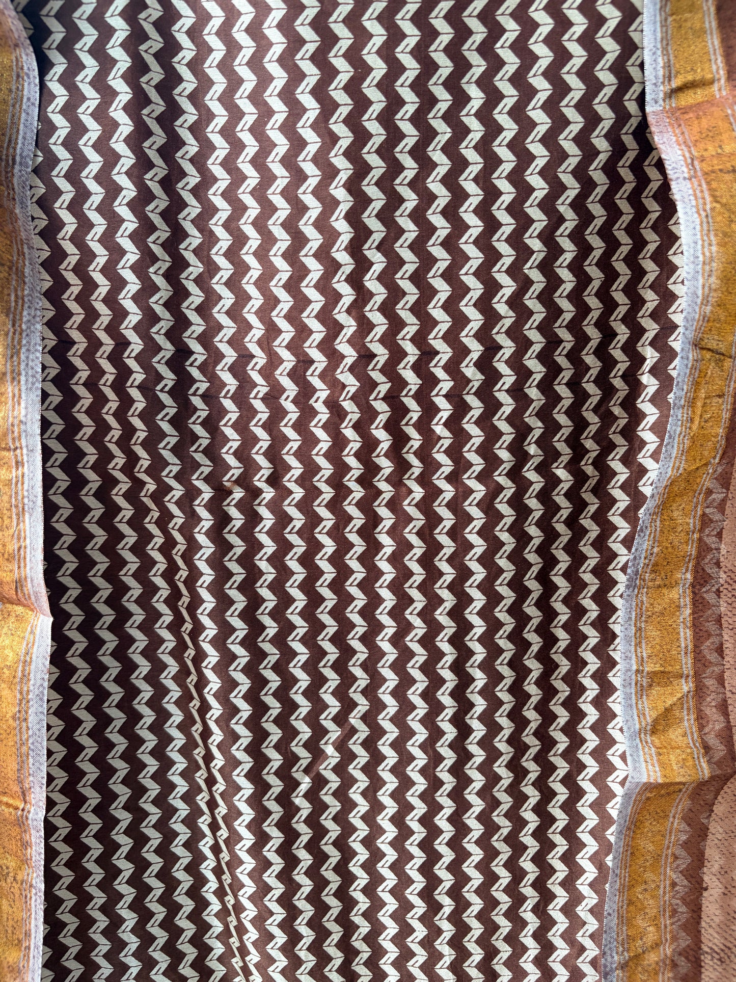 Brown Maheshwari Silk Unstitched Suit