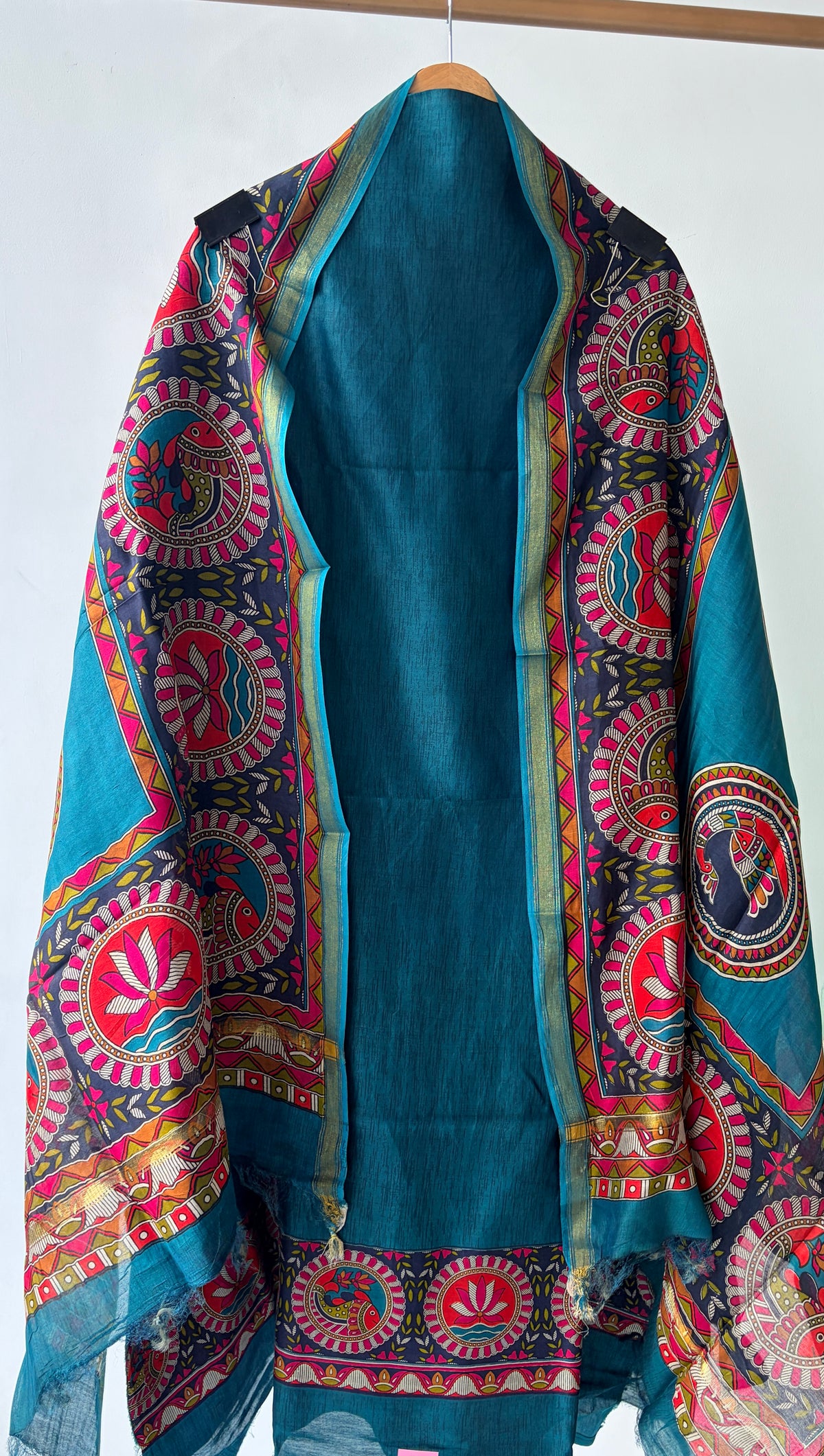 Green Maheshwari Silk Unstitched Suit