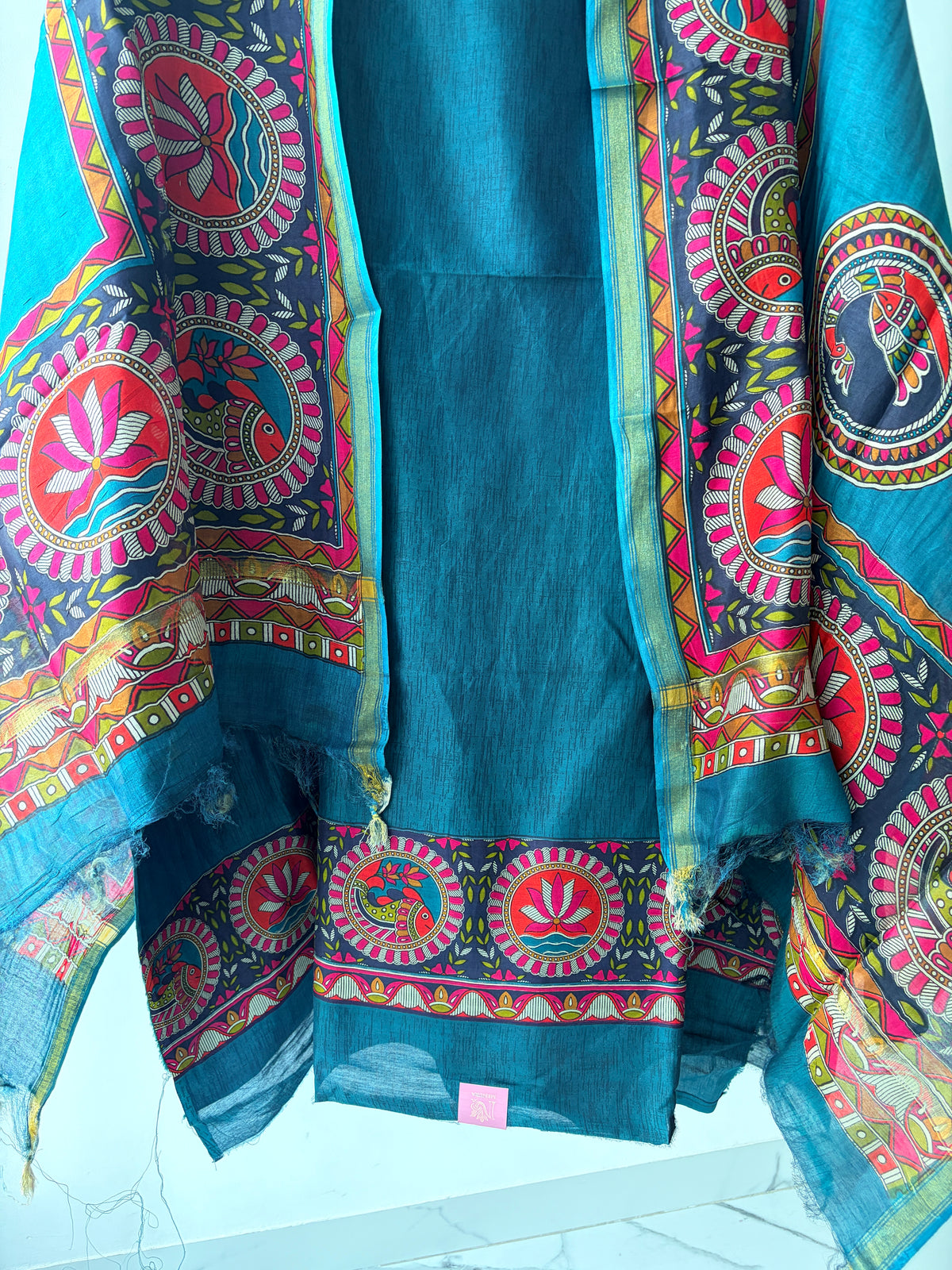 Green Maheshwari Silk Unstitched Suit