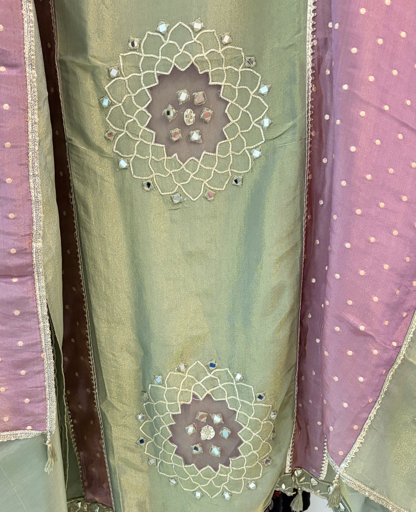 Green Gotta Patti Shimmer Unstitched Suit
