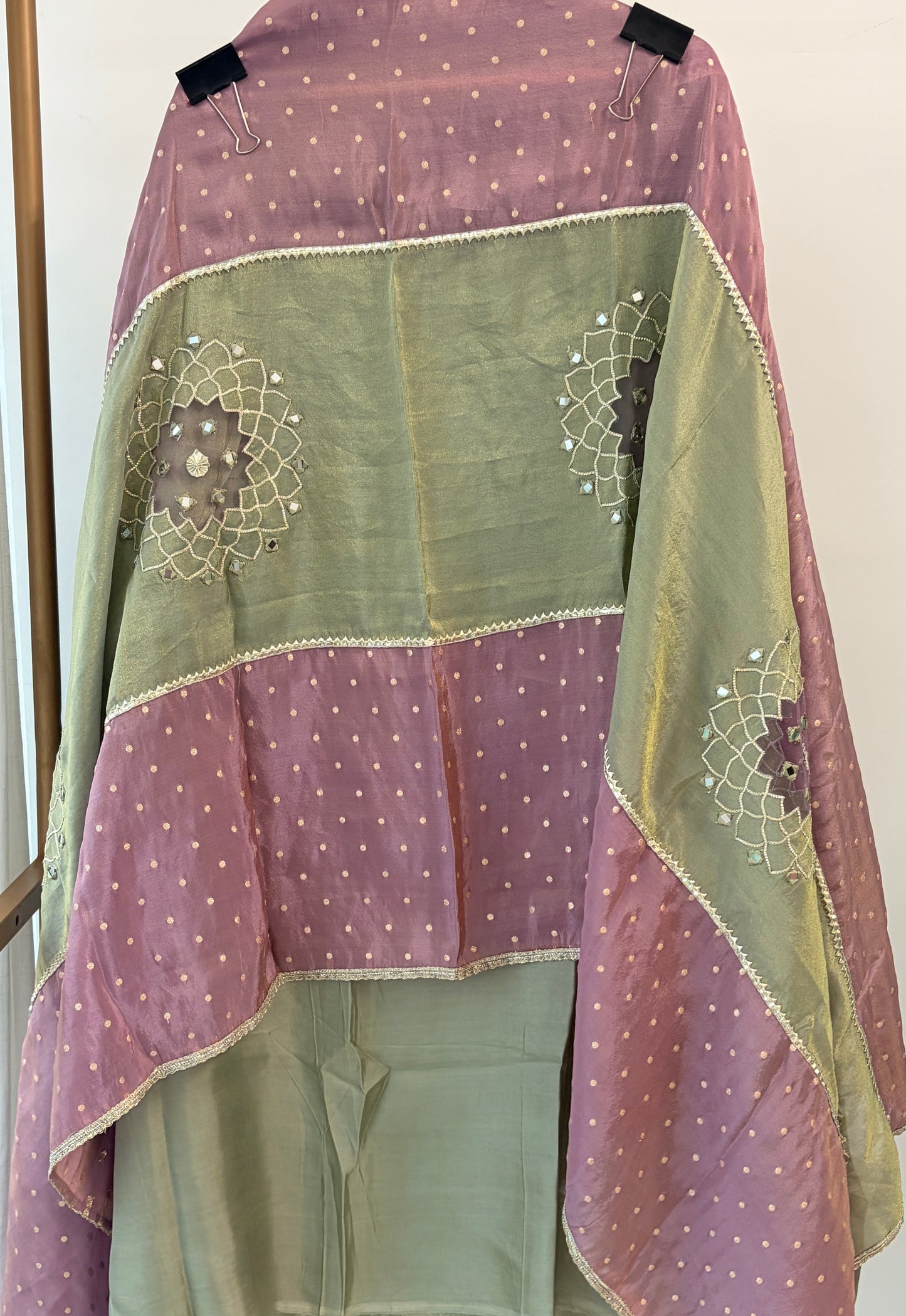 Green Gotta Patti Shimmer Unstitched Suit