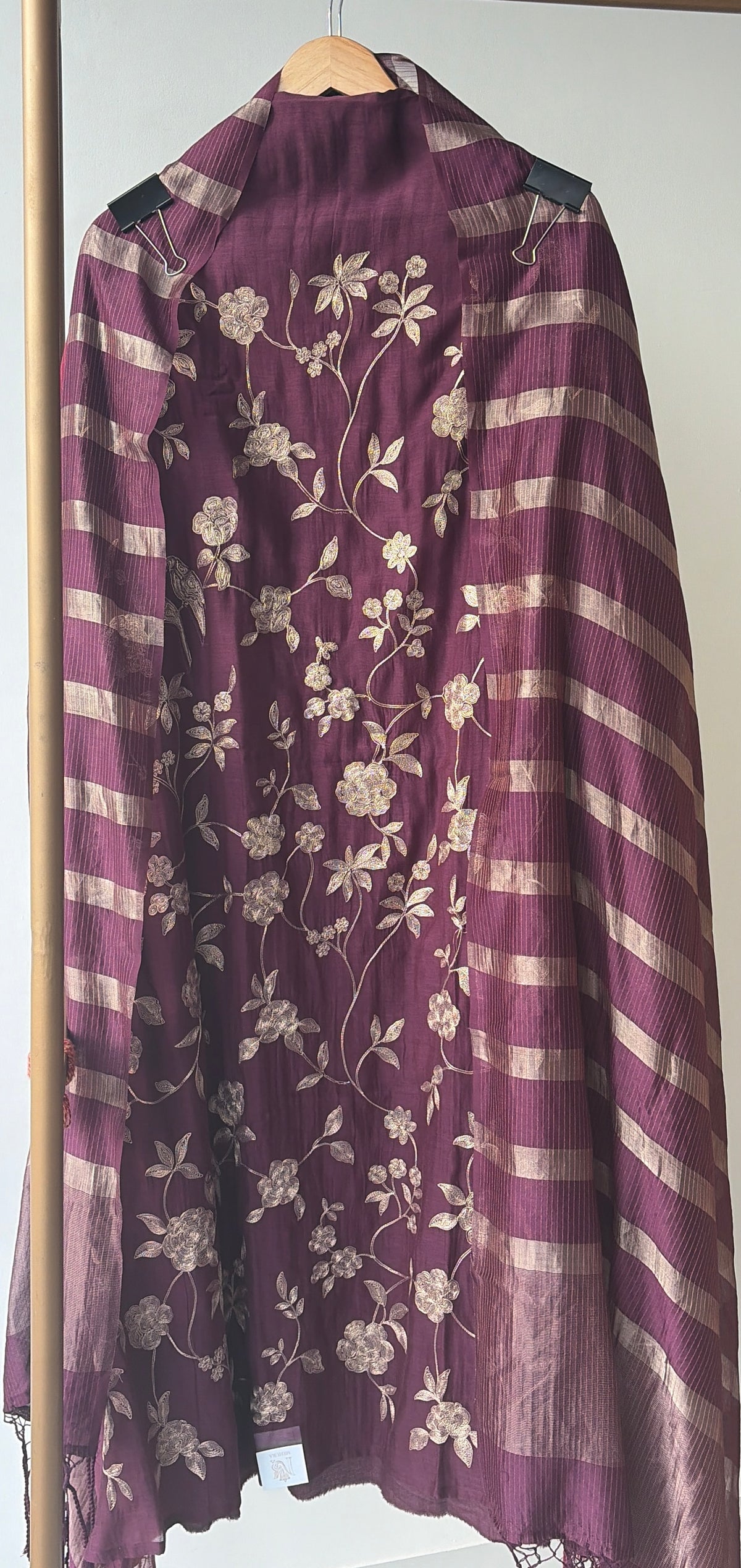 Deep Wine Mul Chanderi Unstitched Suit