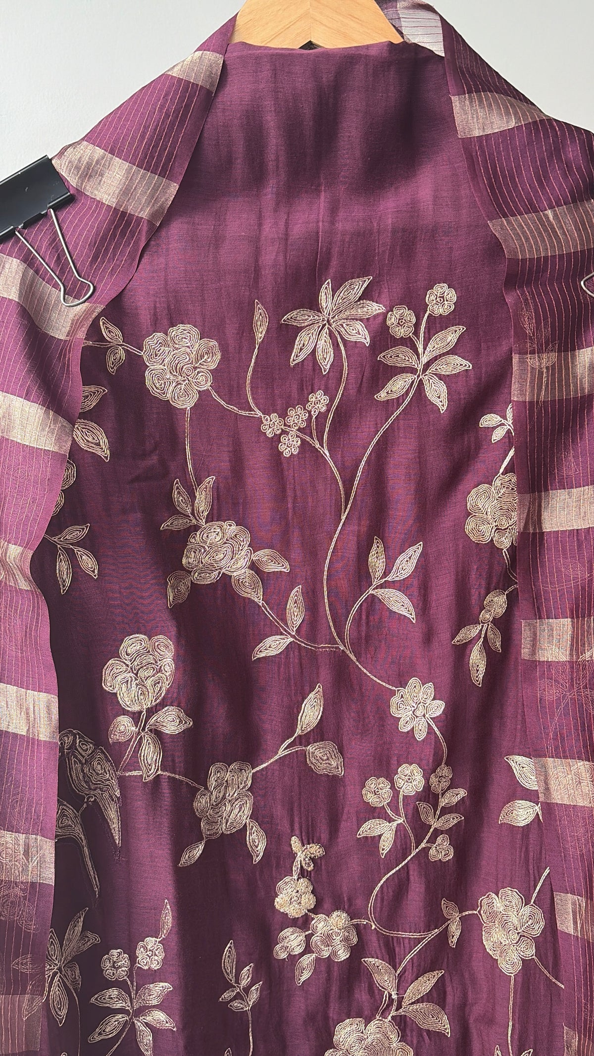 Deep Wine Mul Chanderi Unstitched Suit