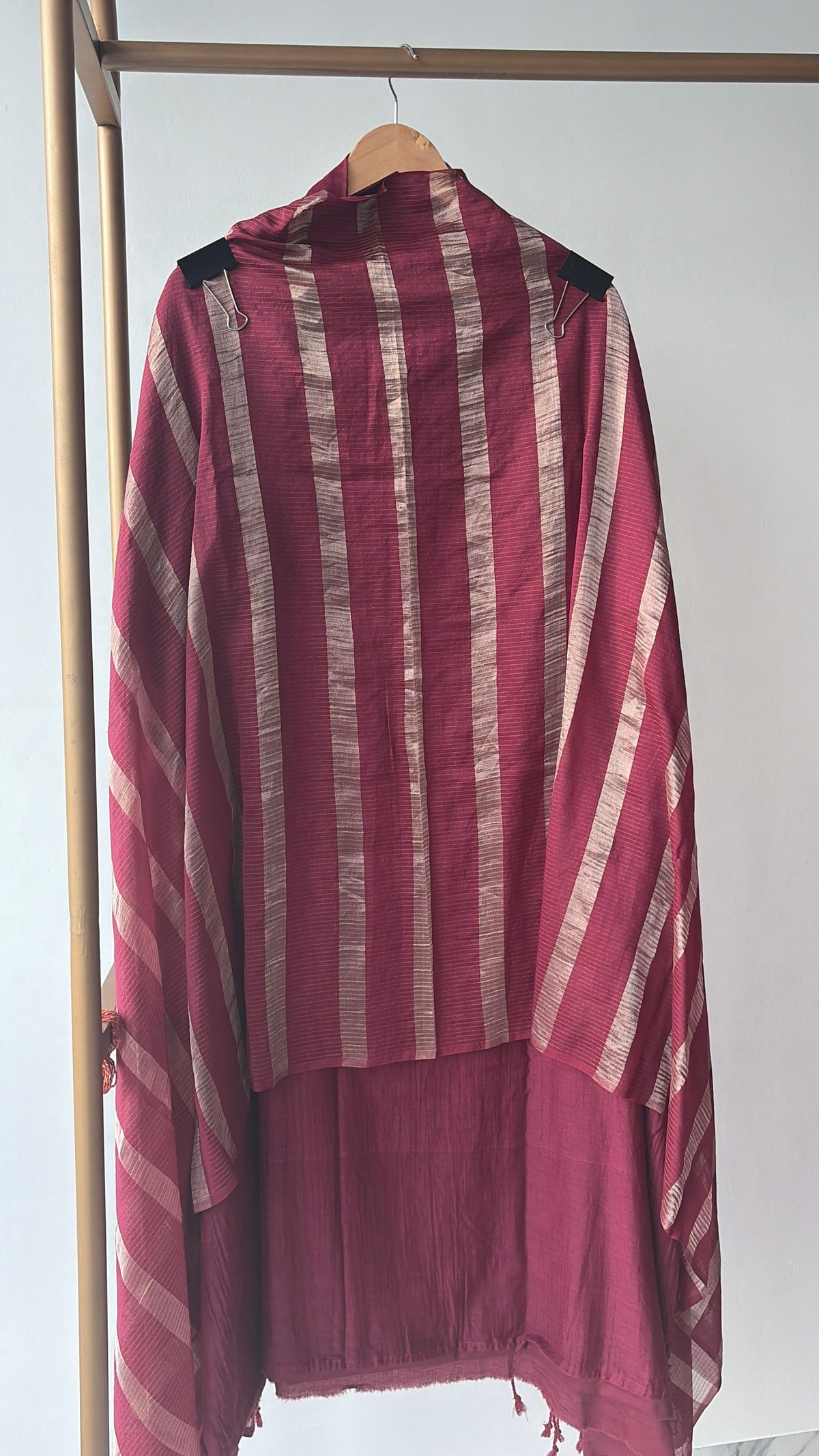 Berry Wine Mul Chanderi Unstitched Suit