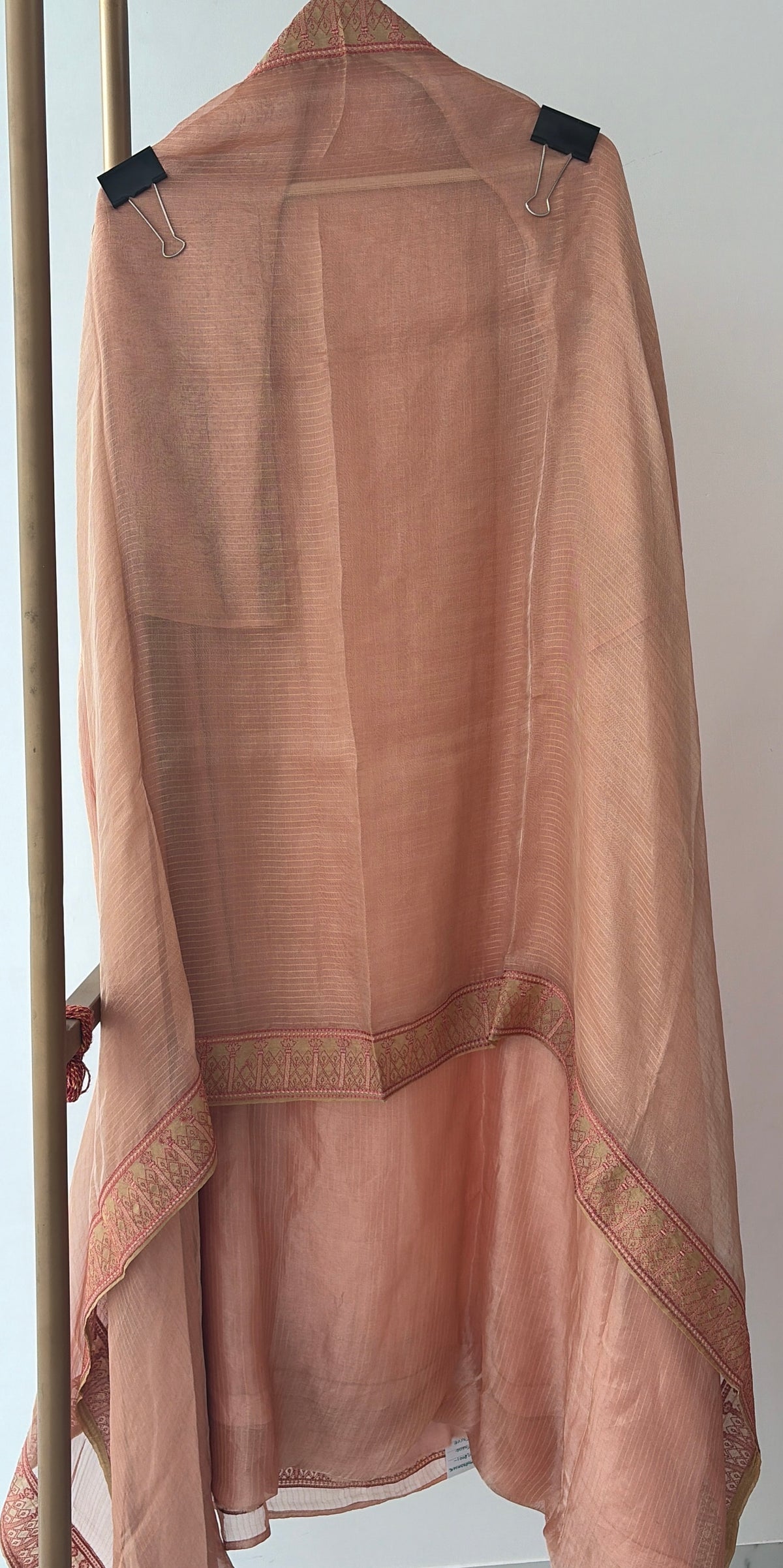 Peach Tissue Embroidered Unstitched Suit