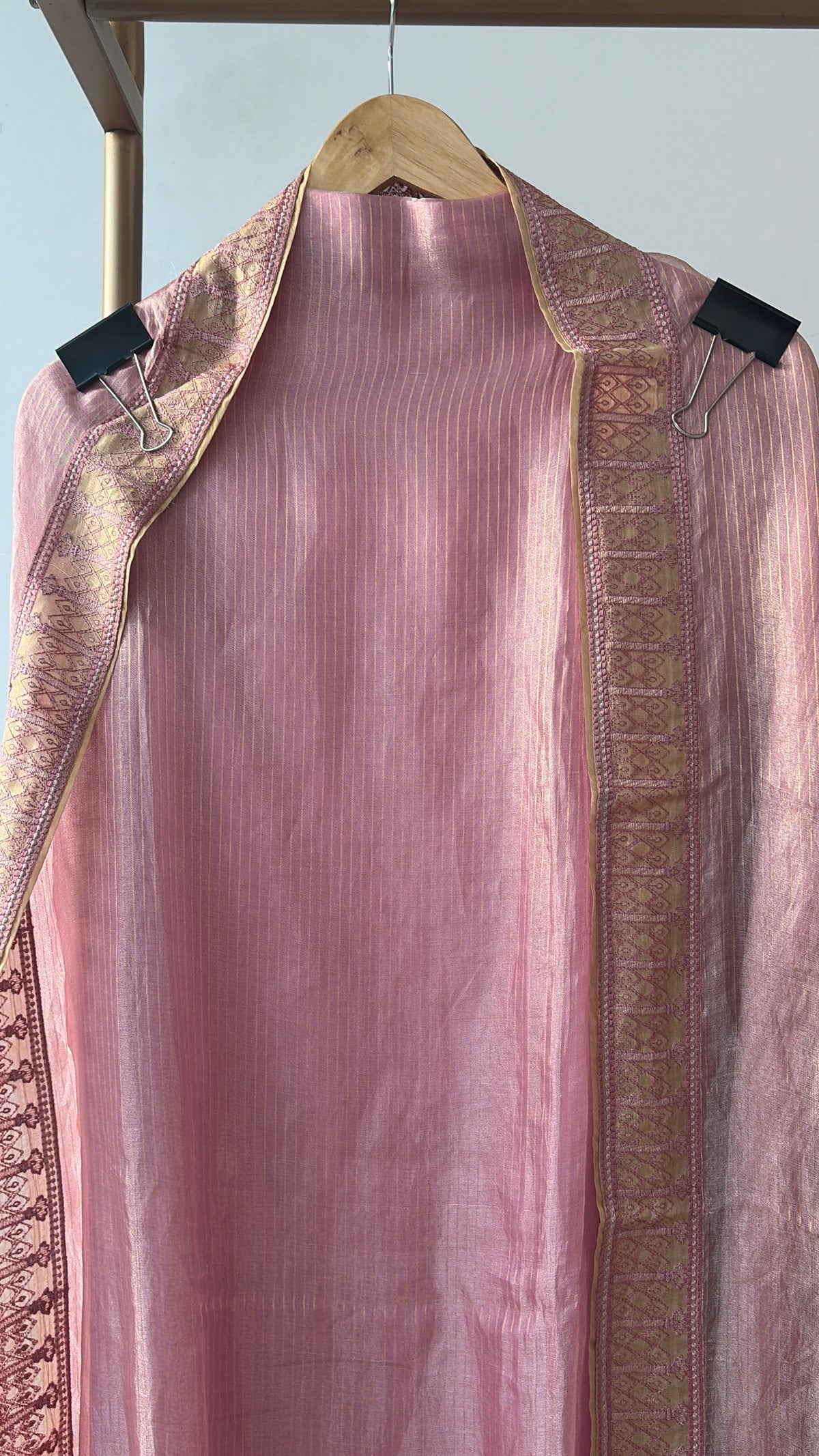 Pink Tissue Embroidered Unstitched Suit