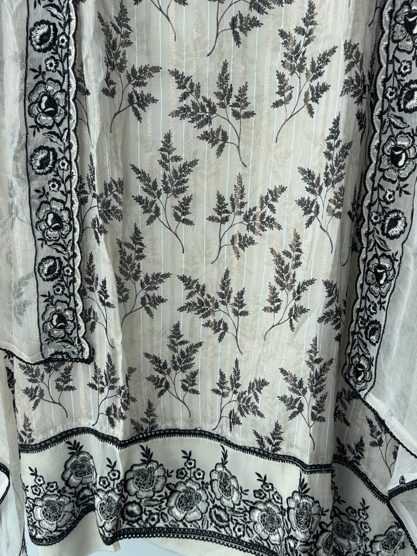 Off White Organza Semi Stitched Suit