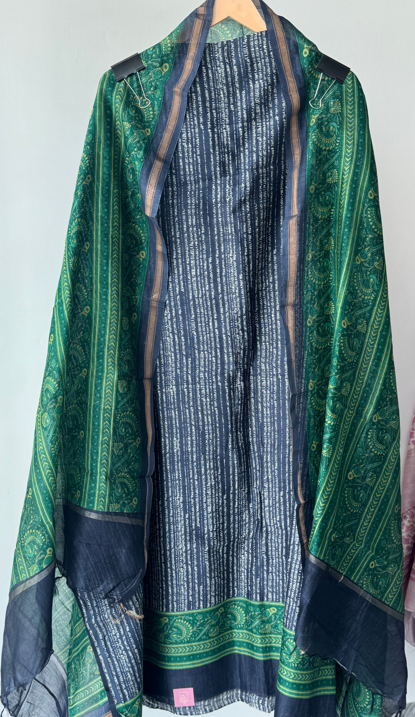 Blue Maheshwari Unstitched Suit