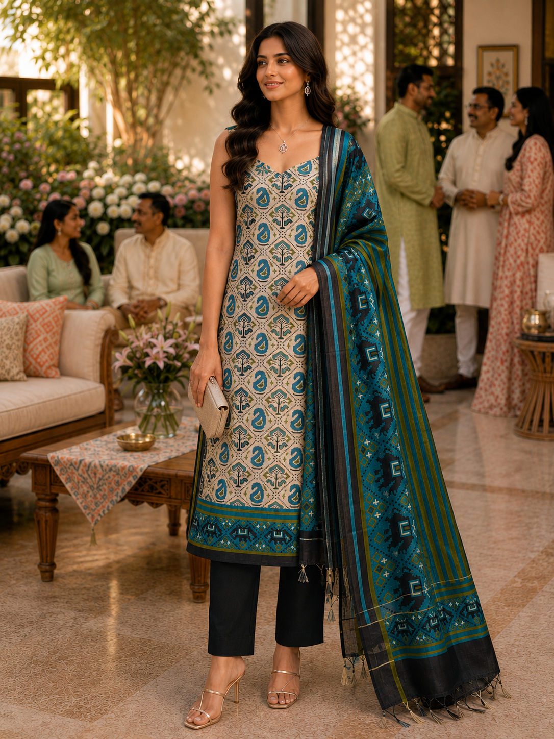 Maheshwari Silk Unstitched Suit