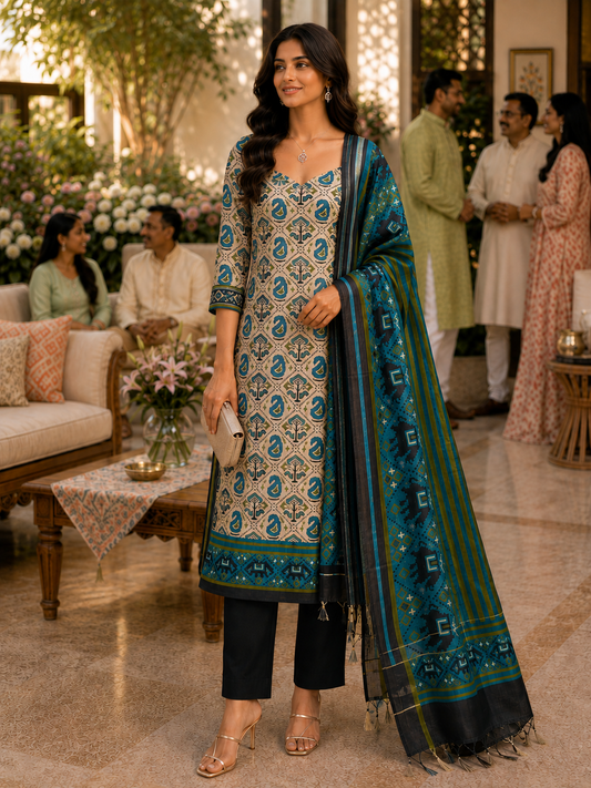 Maheshwari Silk Unstitched Suit