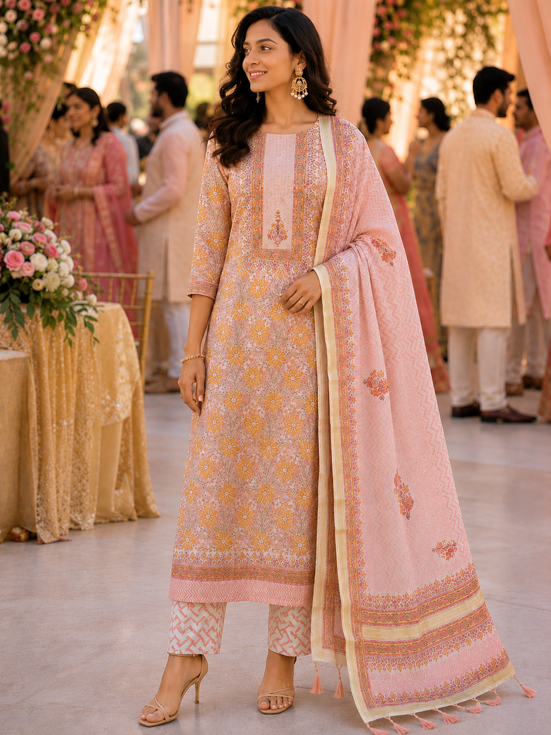 Pink Maheshwari Unstitched Suit