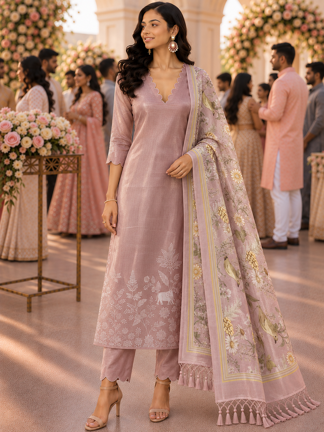 Pink Pure Organza Embroidered Unstitched Suit