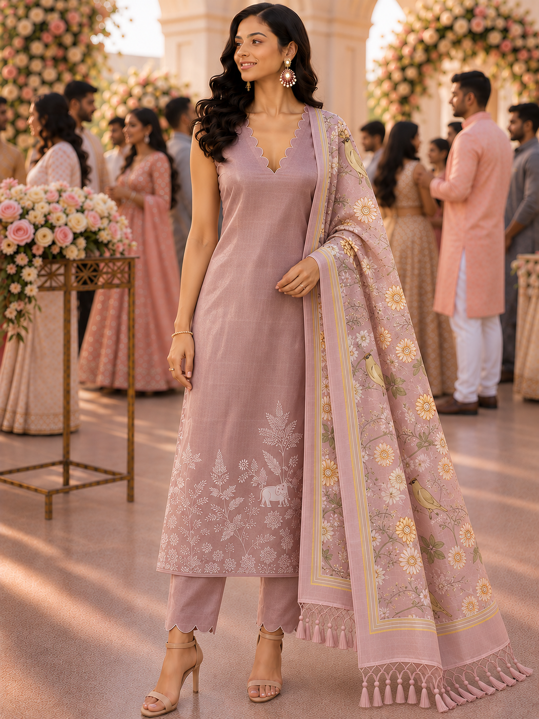 Pink Pure Organza Embroidered Unstitched Suit