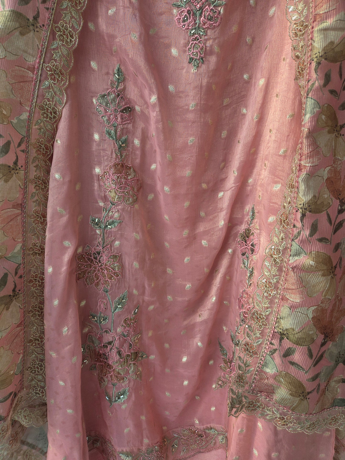 Pink Banarasi Butti Semi Stitched Suit
