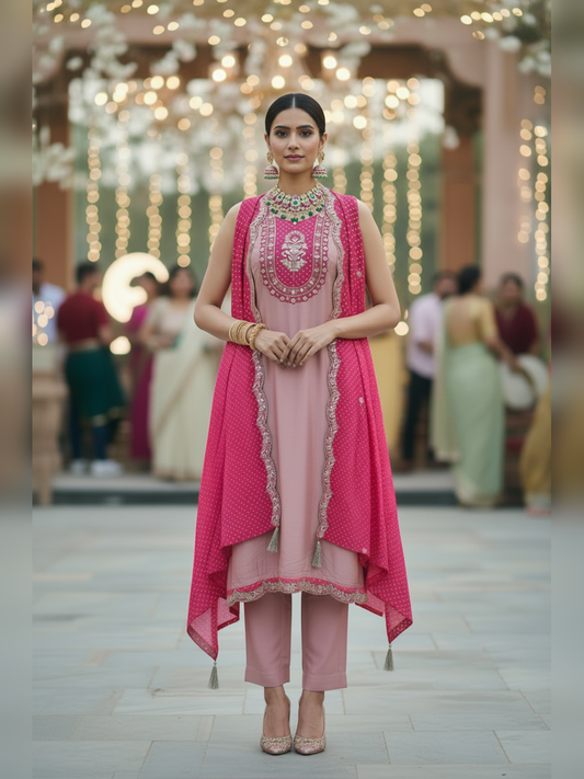 Bandhani Silk Semi Stitched Suit