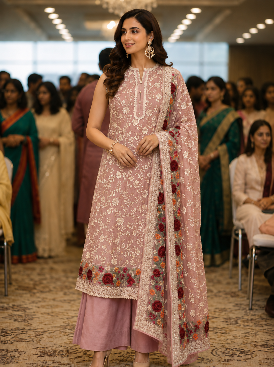 Pink Parsi Georgette Semi Stitched Suit